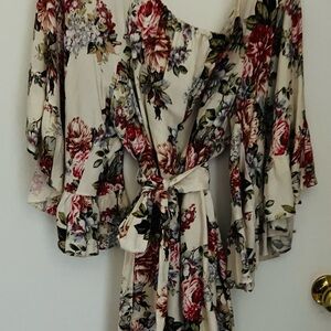 Floral Wrap Dress with Bell Sleeves